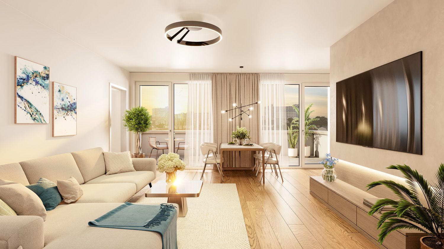 Neubauprojekt LIVE21 in 1210 Wien Floridsdorf nahe Donauinsel und Marchfeldkanal wohnen - Wohnzimmer